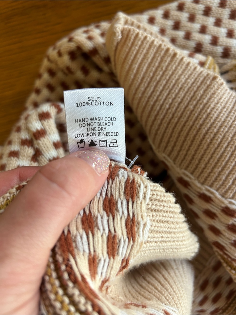 Blue Blush Beige Knit Cardigan with Mustard & Brown Stripes - Picture 5 of 5